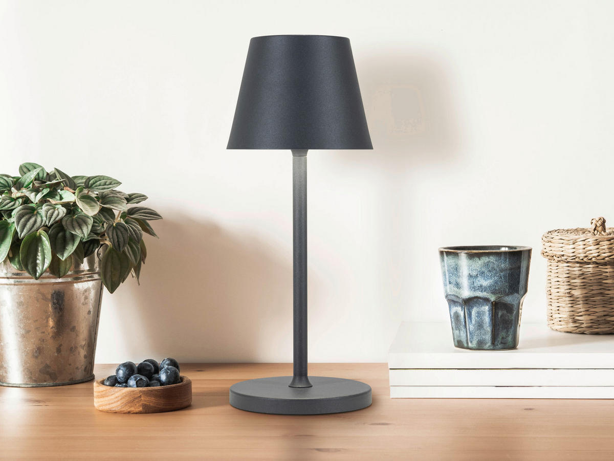 AKKU-TISCHLEUCHTE 12/30 cm  - Dunkelgrau, Basics, Kunststoff/Metall (12/30cm) - Novel