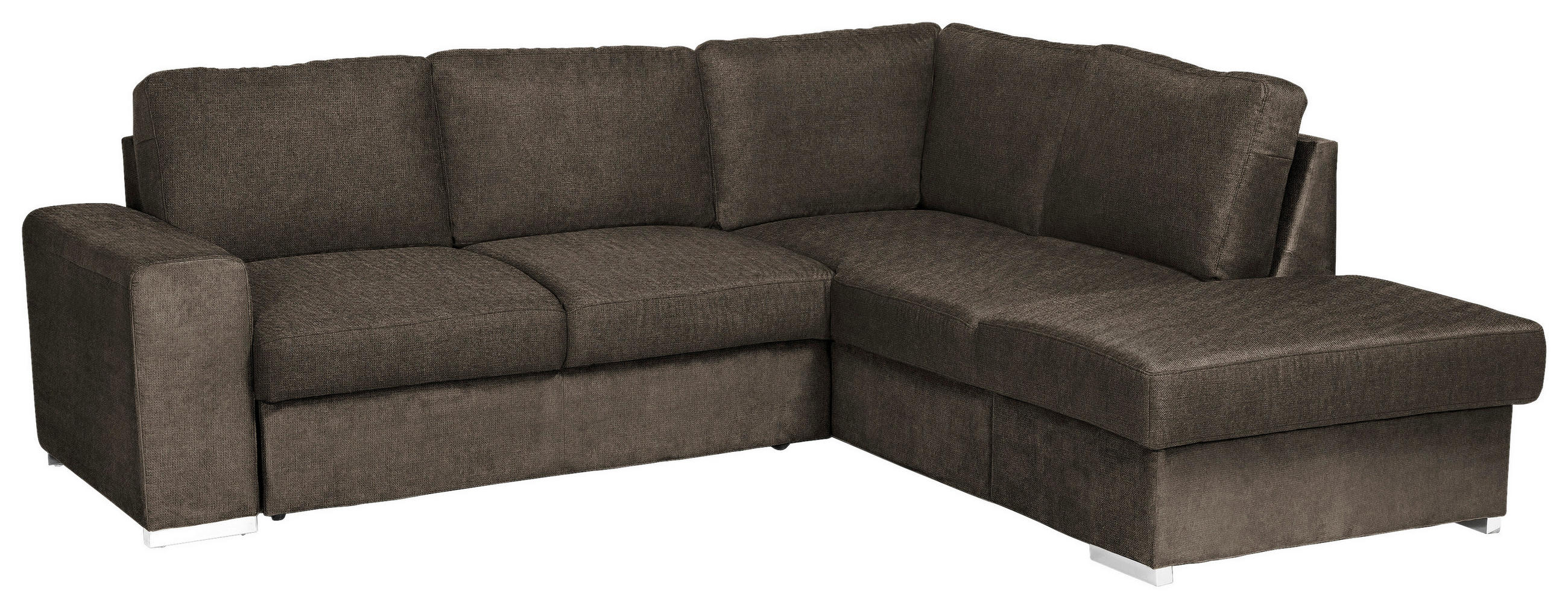 ECKSOFA Dunkelbraun Mikrofaser  - Chromfarben/Dunkelbraun, KONVENTIONELL, Textil/Metall (248/213cm) - MID.YOU