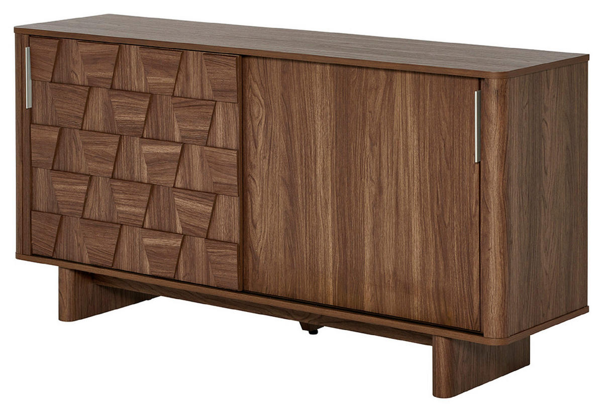 SIDEBOARD Chess  in 150/76/40 cm  - Walnussfarben/Alufarben, MODERN, Holzwerkstoff/Metall (150/76/40cm) - Livetastic