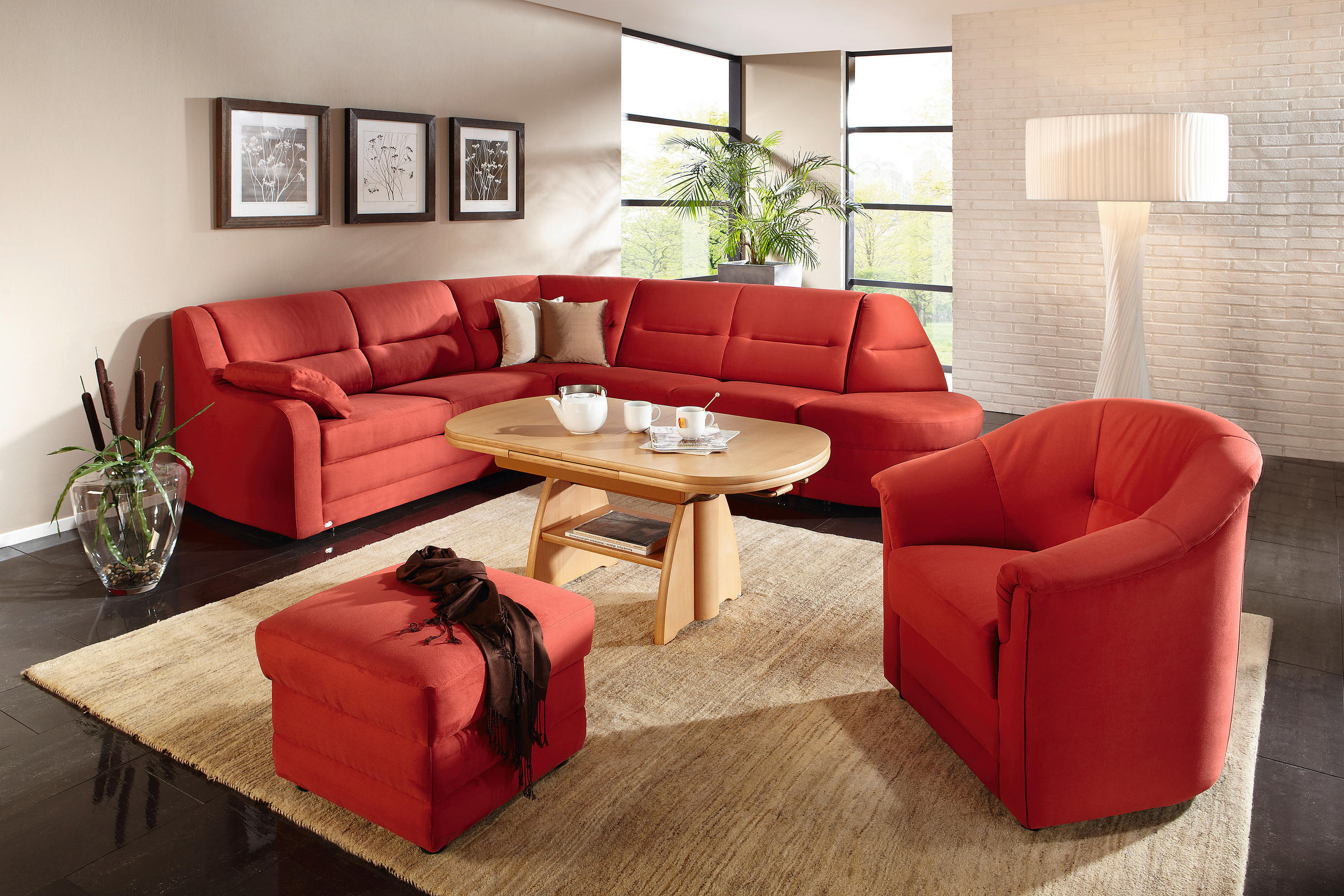 ECKSOFA in Flachgewebe Dunkelbraun  251/285 cm  - Dunkelbraun/Schwarz, KONVENTIONELL, Kunststoff/Textil (251/285cm) - Sedda