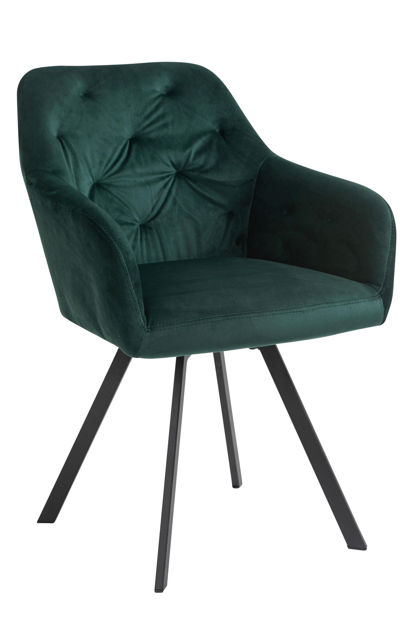 ARMLEHNSTUHL  in Samt  - Waldgrün/Schwarz, MODERN, Textil/Metall (61/85/62cm) - Livetastic