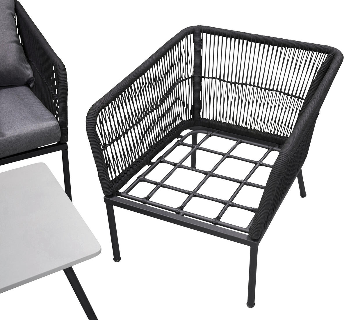 LOUNGEGARNITUR   134/69/80 cm Aluminium  - Schwarz/Grau, KONVENTIONELL, Kunststoff/Stein (134/69/80cm) - Gardenson