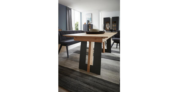 ESSTISCH in Holz, Metall 160(260)/95/77 cm - Eichefarben/Anthrazit, KONVENTIONELL, Holz/Metall (160(260)/95/77cm) - Valnatura