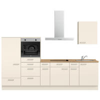 KÜCHENBLOCK 300 cm   in Eichefarben, Magnolie  - Edelstahlfarben/Eichefarben, MODERN, Holzwerkstoff/Metall (300cm) - Nobilia