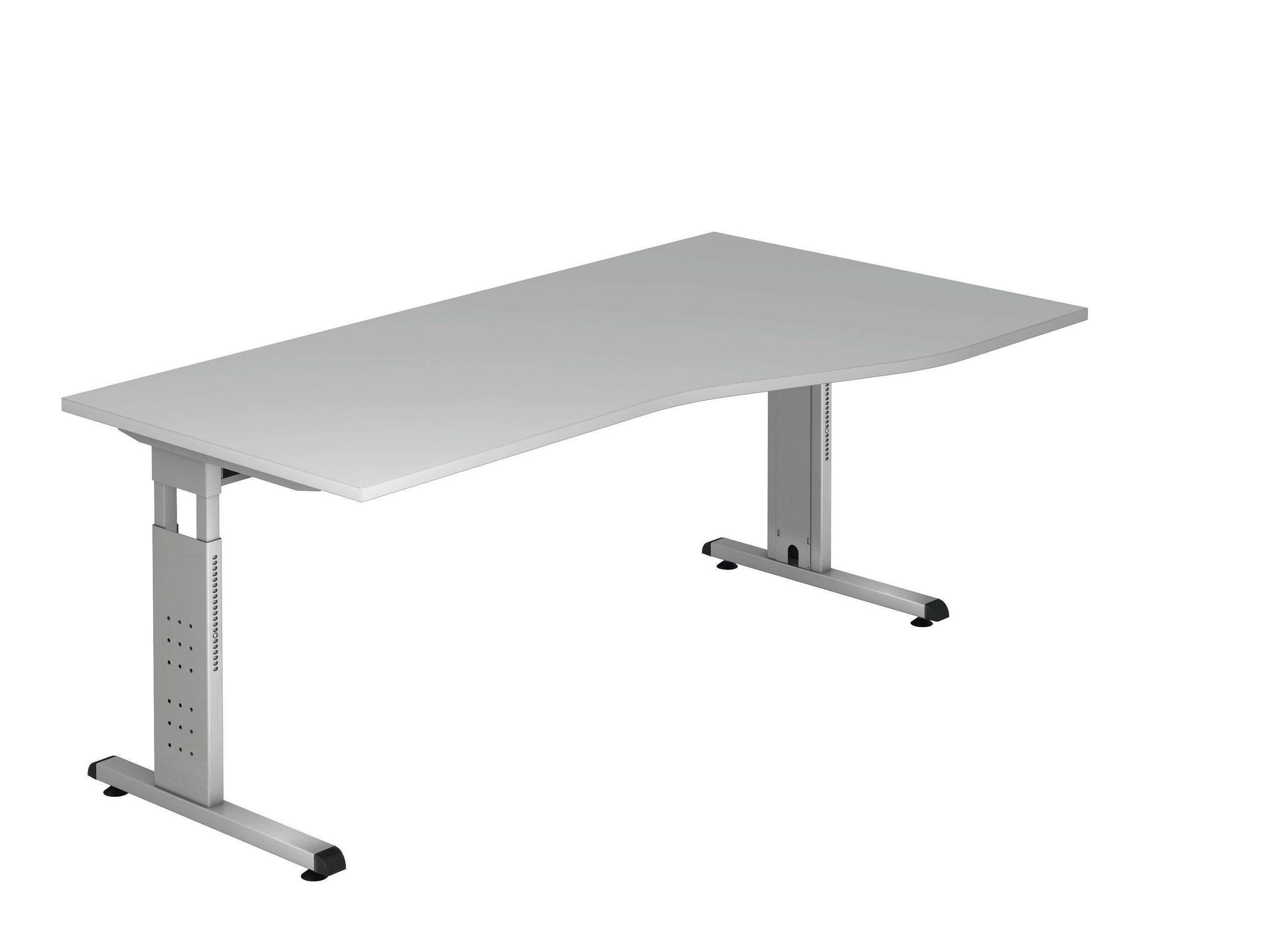 SCHREIBTISCH höhenverstellbar  - Silberfarben/Grau, KONVENTIONELL, Holzwerkstoff/Metall (180/100/65-85cm) - Venda