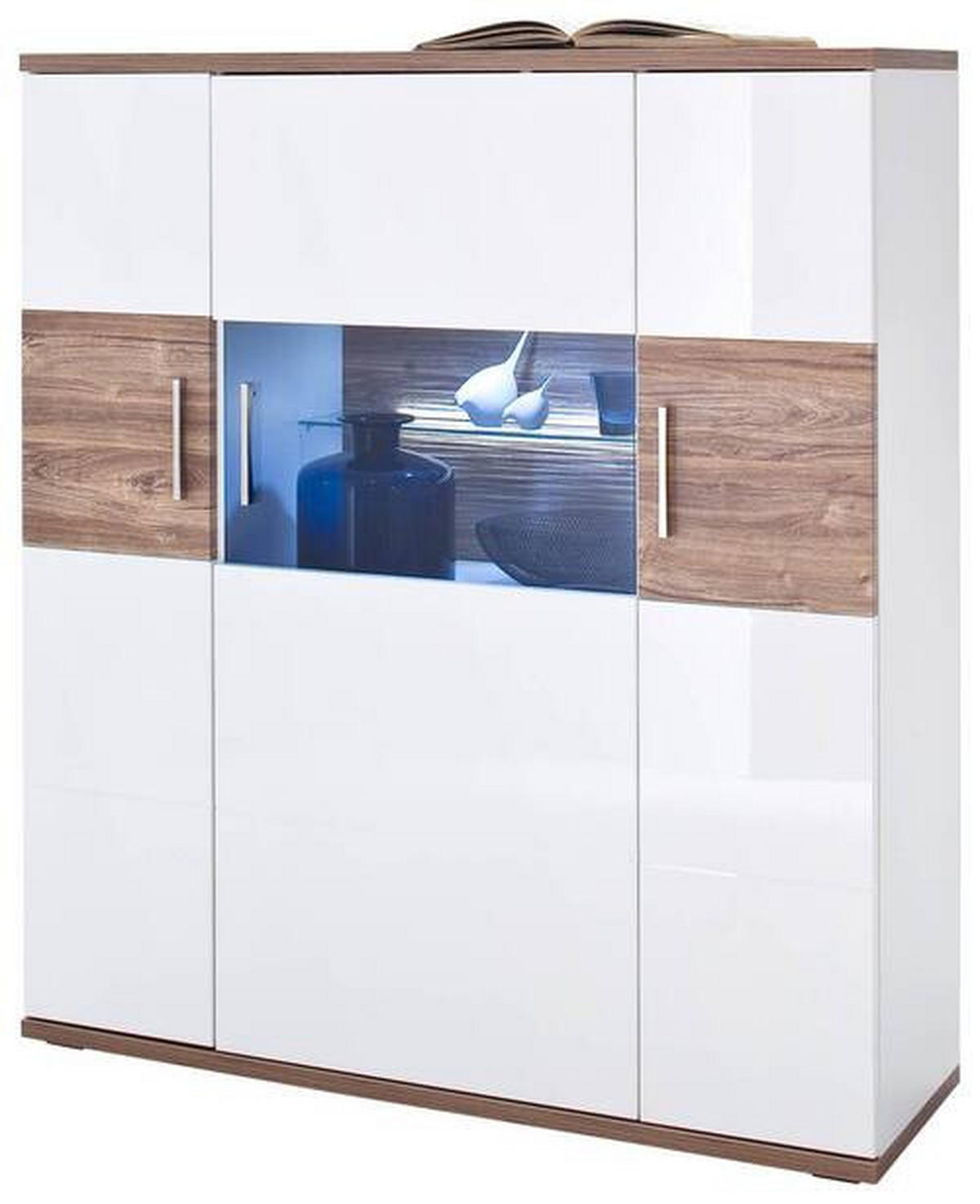 VYSOKÁ KOMODA, bílá, barvy dubu, 120/135/37 cm - bílá/barvy dubu, Design, kov/kompozitní dřevo (120/135/37cm) - Livetastic