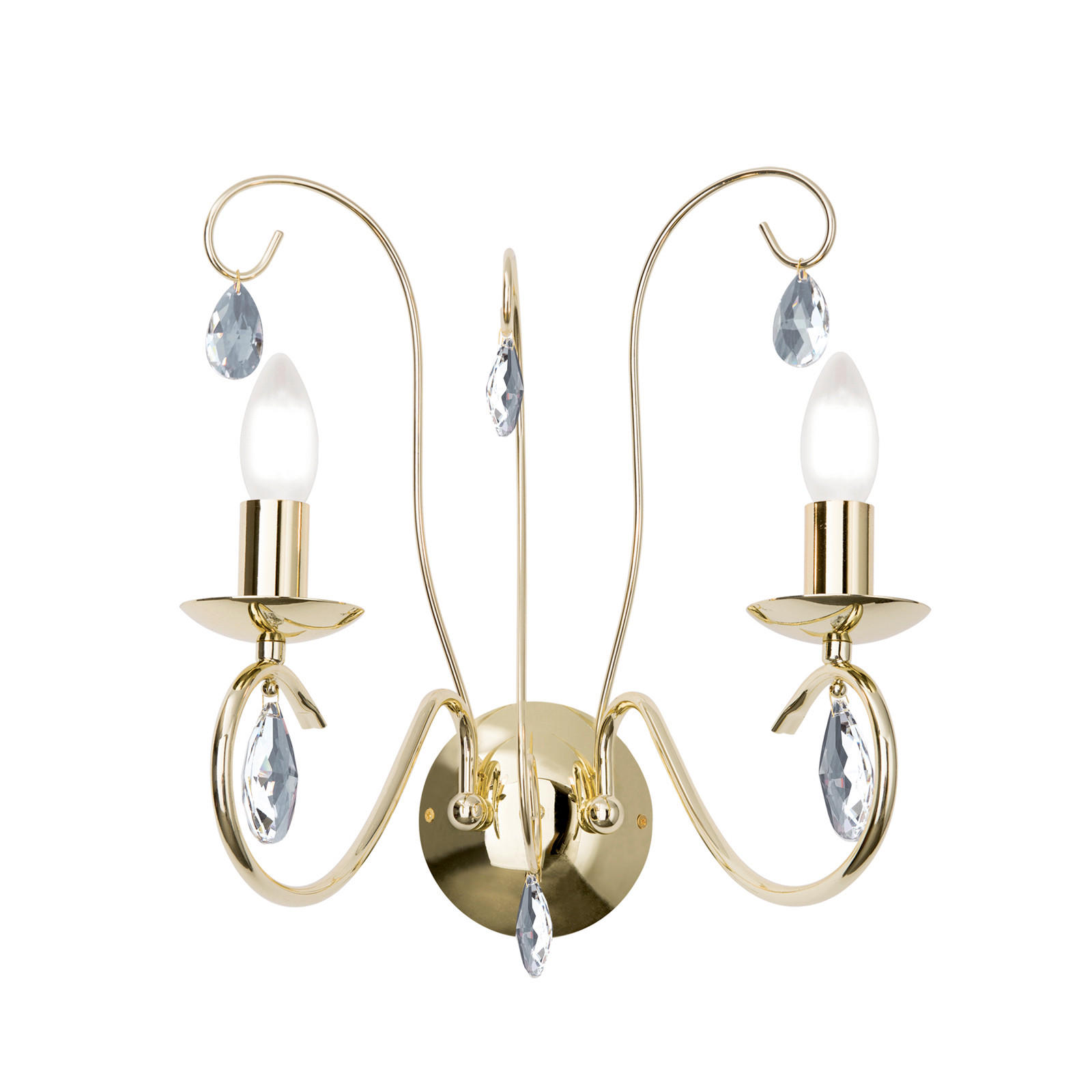 KRISTALL-WANDLEUCHTE   - Goldfarben, LIFESTYLE, Glas/Metall (34,0/43,0/26,0cm)