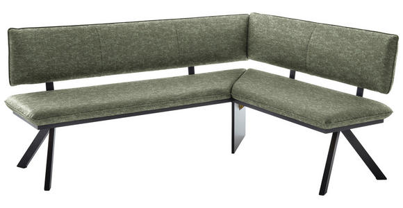 ECKBANK 180/140 cm in Grün, Schwarz - Schwarz/Grün, MODERN, Textil/Metall (180/140cm) - Cantus
