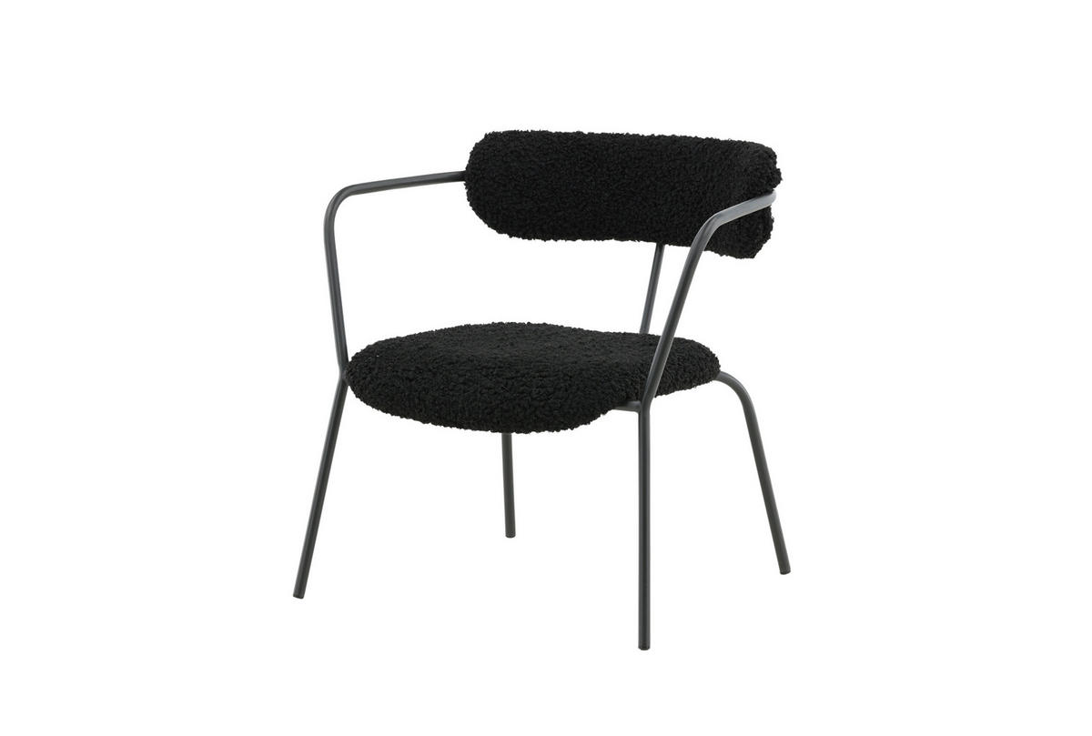SESSEL in Teddystoff Schwarz  - Schwarz, Design, Textil/Metall (68/69/67cm) - Livetastic