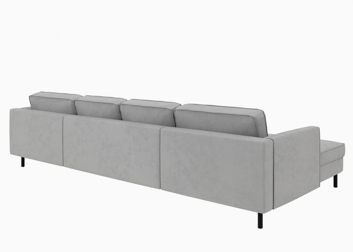 WOHNLANDSCHAFT Schlammfarben Struktur  - Schlammfarben/Schwarz, MODERN, Textil/Metall (161/306/161cm) - Trendmanufaktur