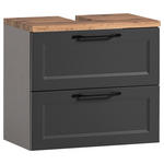 WASCHBECKENUNTERSCHRANK 60/55/35 cm  - Eiche Wotan/Schwarz, ROMANTIK / LANDHAUS, Holzwerkstoff/Kunststoff (60/55/35cm) - Xora