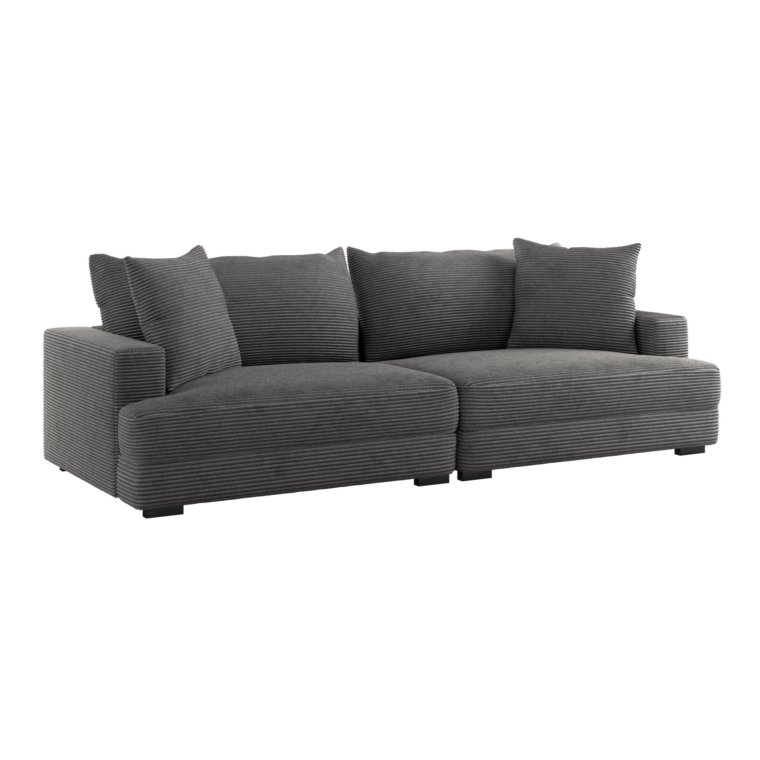 Big Sofa Pelle mit Kissen B: 261 cm Dunkelgrau