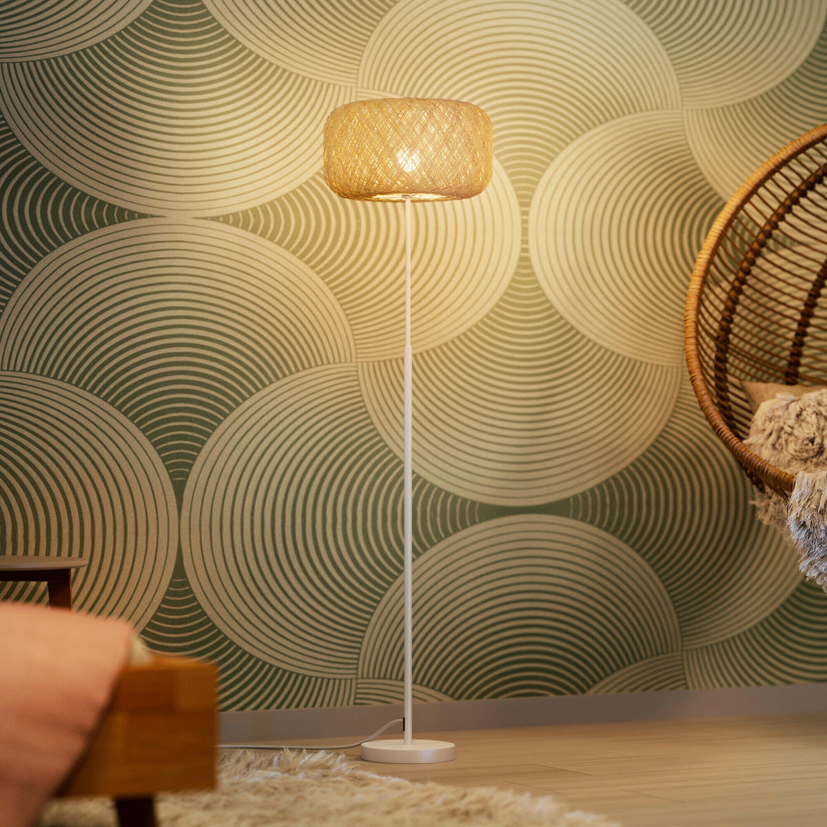 STEHLEUCHTE 40/164 cm    - Beige, Natur, Papier/Metall (40/164cm) - Osram