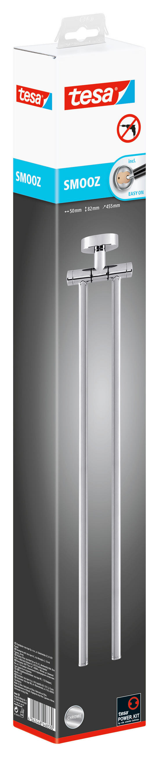 HANDTUCHHALTER Chromfarben  - Chromfarben, Trend, Metall (5/8,2/45,5cm) - Tesa