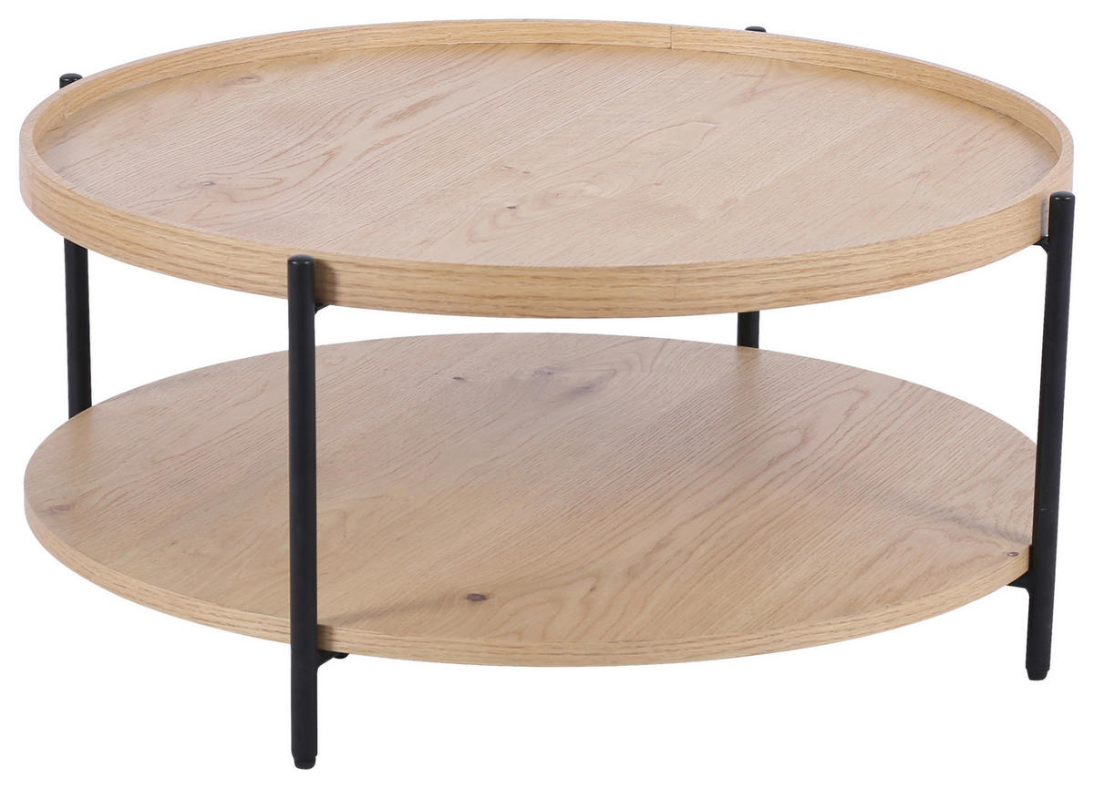 SOFFBORD i trä, metall, trämaterial 84/84/38 cm  - svart/ekfärgad, Natur, metall/trämaterial (84/84/38cm) - Stylife