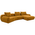 ECKSOFA  in Chenille Senfgelb Rückenkissen, Rücken echt  362/176 cm  - Senfgelb/Schwarz, KONVENTIONELL, Kunststoff/Textil (362/176cm) - Carryhome