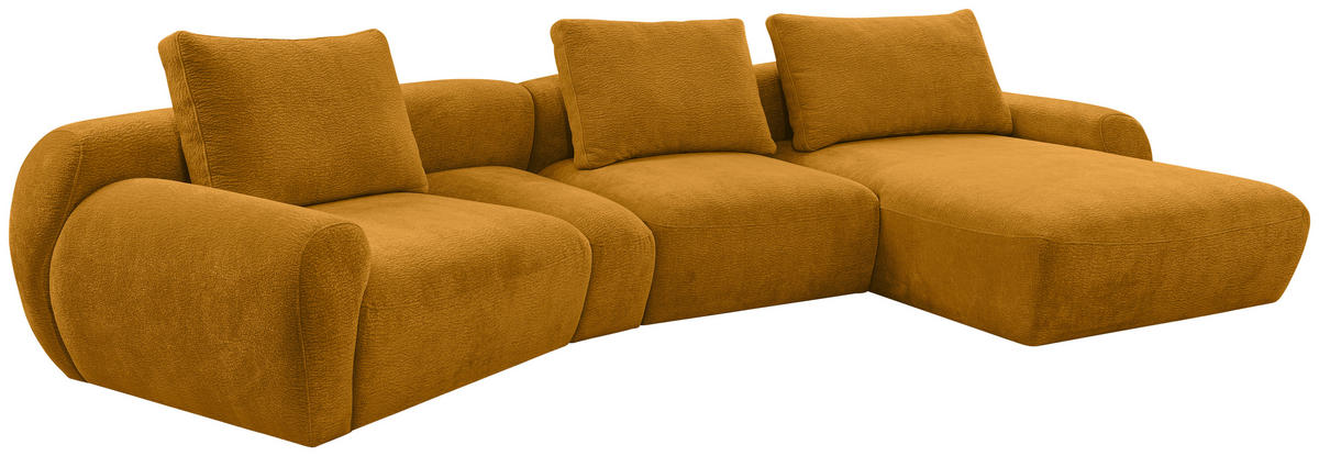ECKSOFA Senfgelb Chenille  - Senfgelb/Schwarz, KONVENTIONELL, Kunststoff/Textil (362/176cm) - Carryhome