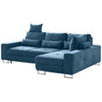 ECKSOFA in Flachgewebe Blau  - Blau, Design, Textil/Metall (260/188cm) - Hom`in