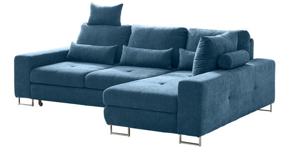 ECKSOFA in Flachgewebe Blau  - Blau, Design, Textil/Metall (260/188cm) - Hom`in