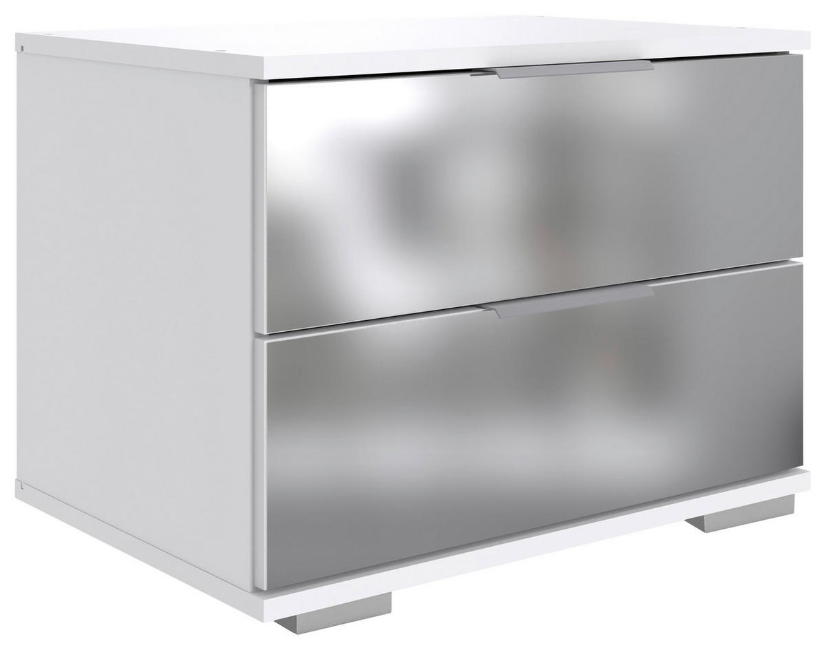 NACHTTISCH 52/40/38 cm  in Weiss  - Weiss/Alufarben, Design, Glas/Holzwerkstoff (52/40/38cm) - Livetastic