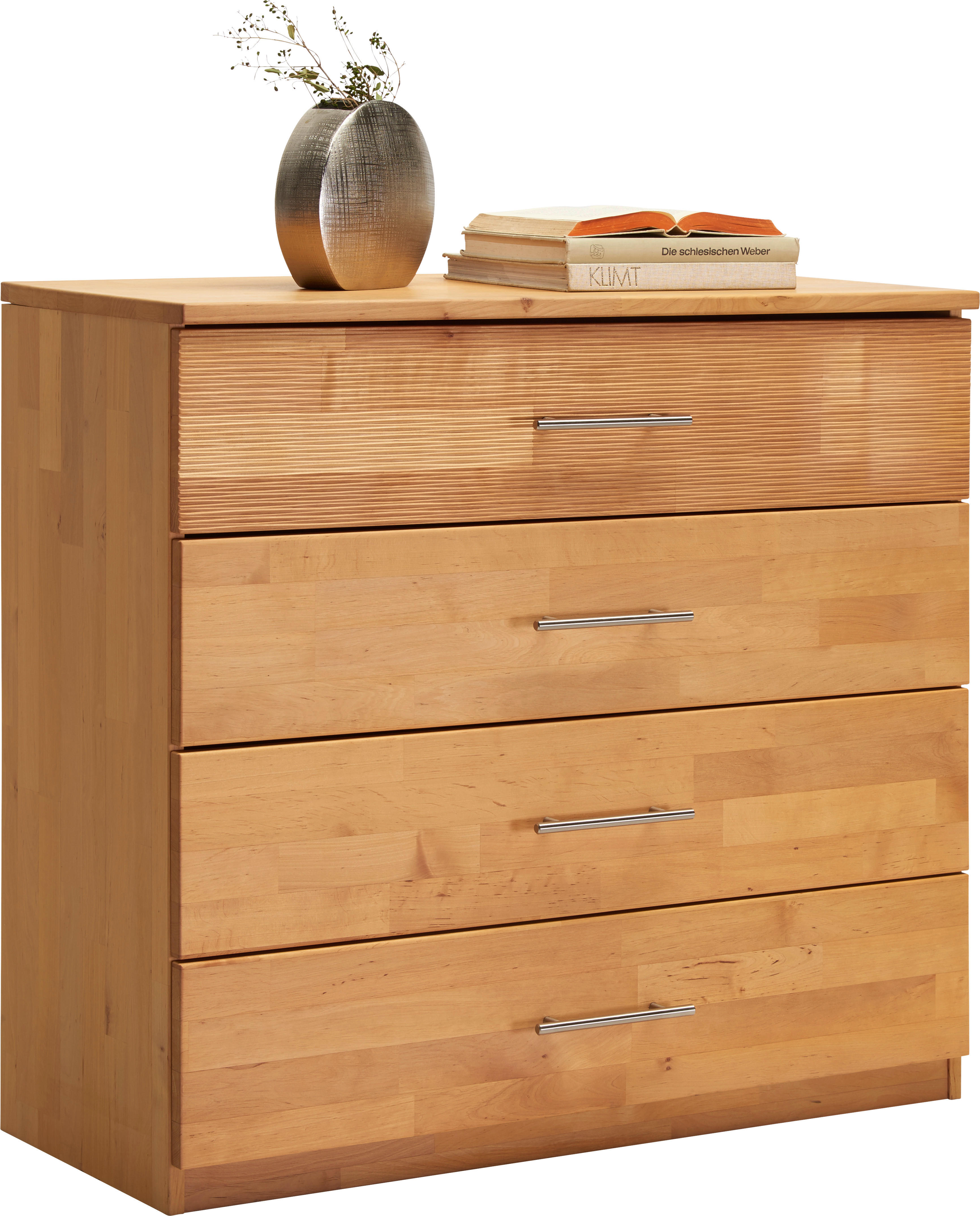 KOMMODE 96/90/42 cm  in Erlefarben  - Chromfarben/Erlefarben, Natur, Holz/Metall (96/90/42cm) - Linea Natura