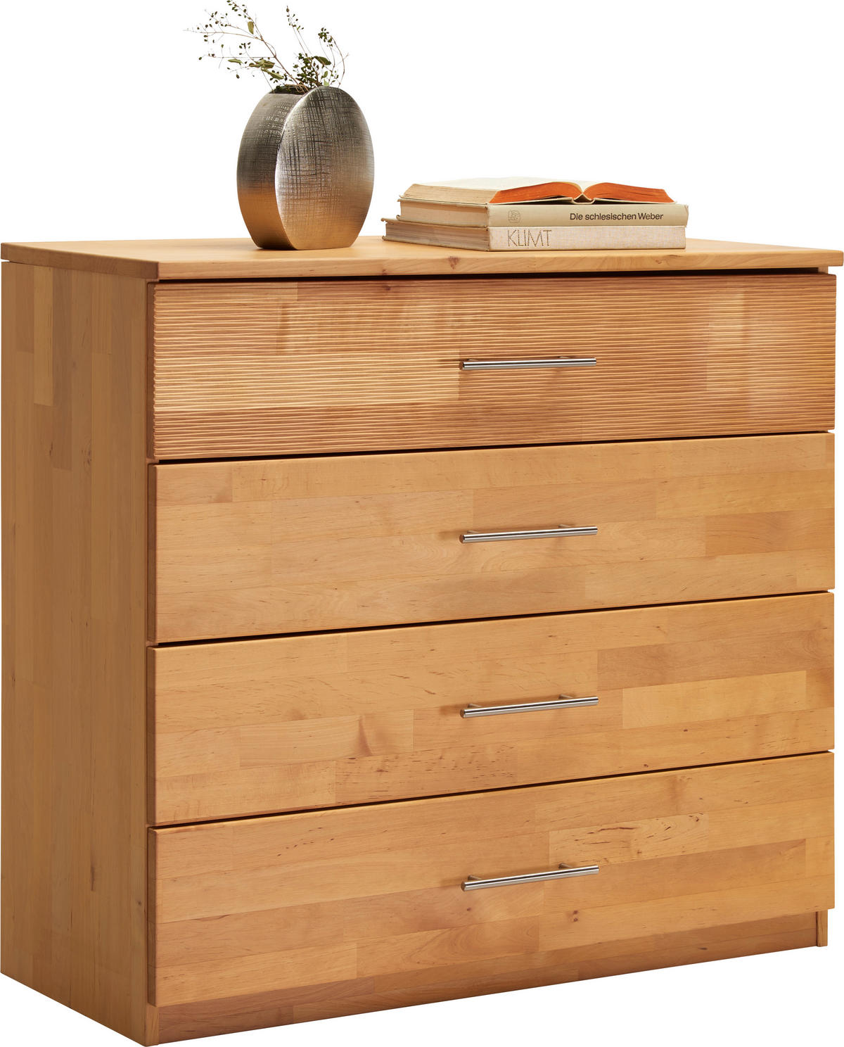 KOMMODE 96/90/42 cm  in Erlefarben  - Chromfarben/Erlefarben, Natur, Holz/Metall (96/90/42cm) - Linea Natura
