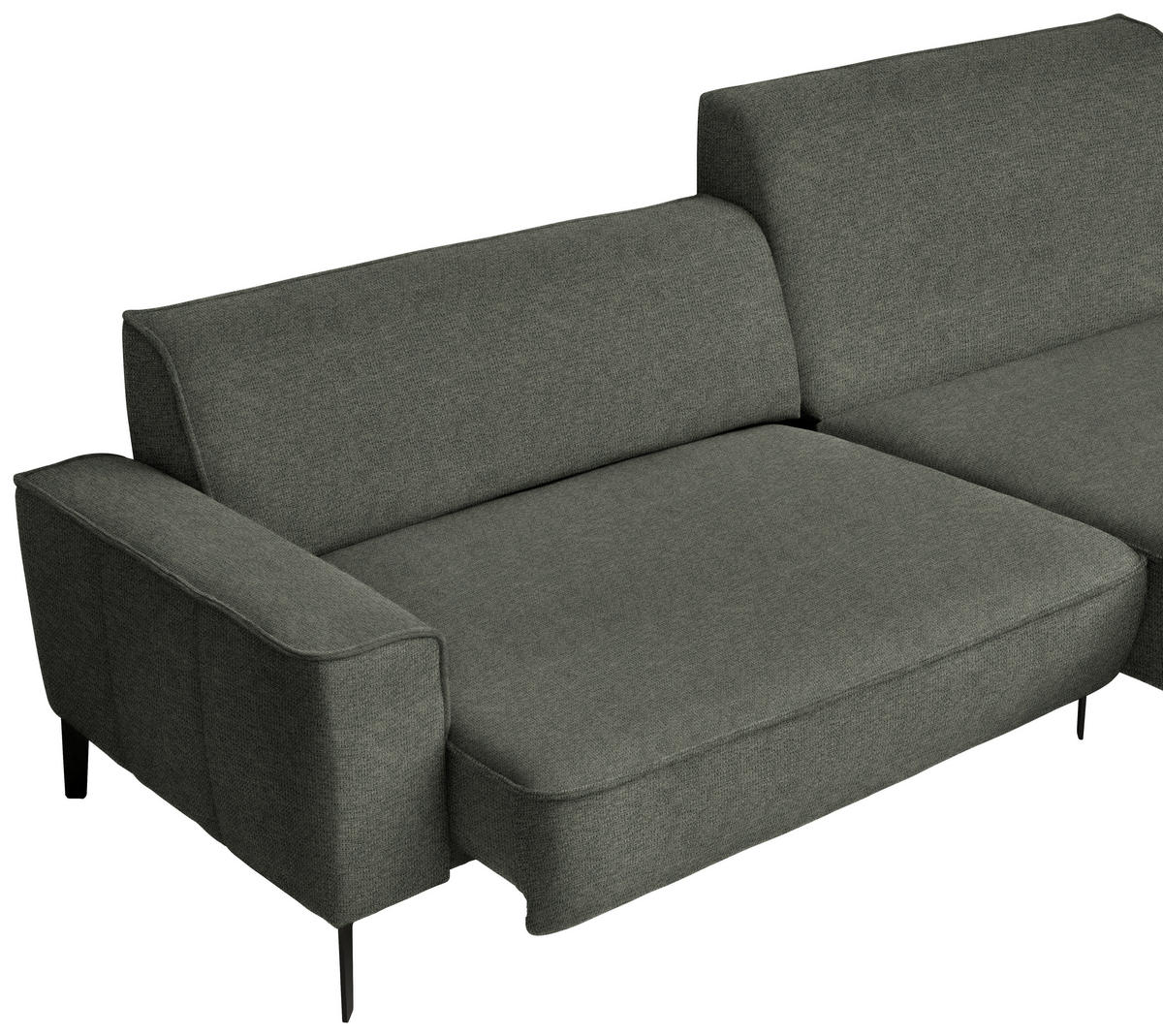 ECKSOFA in Flachgewebe Dunkelgrün  - Dunkelgrün/Schwarz, Design, Textil/Metall (285/190cm) - Johann Jakob