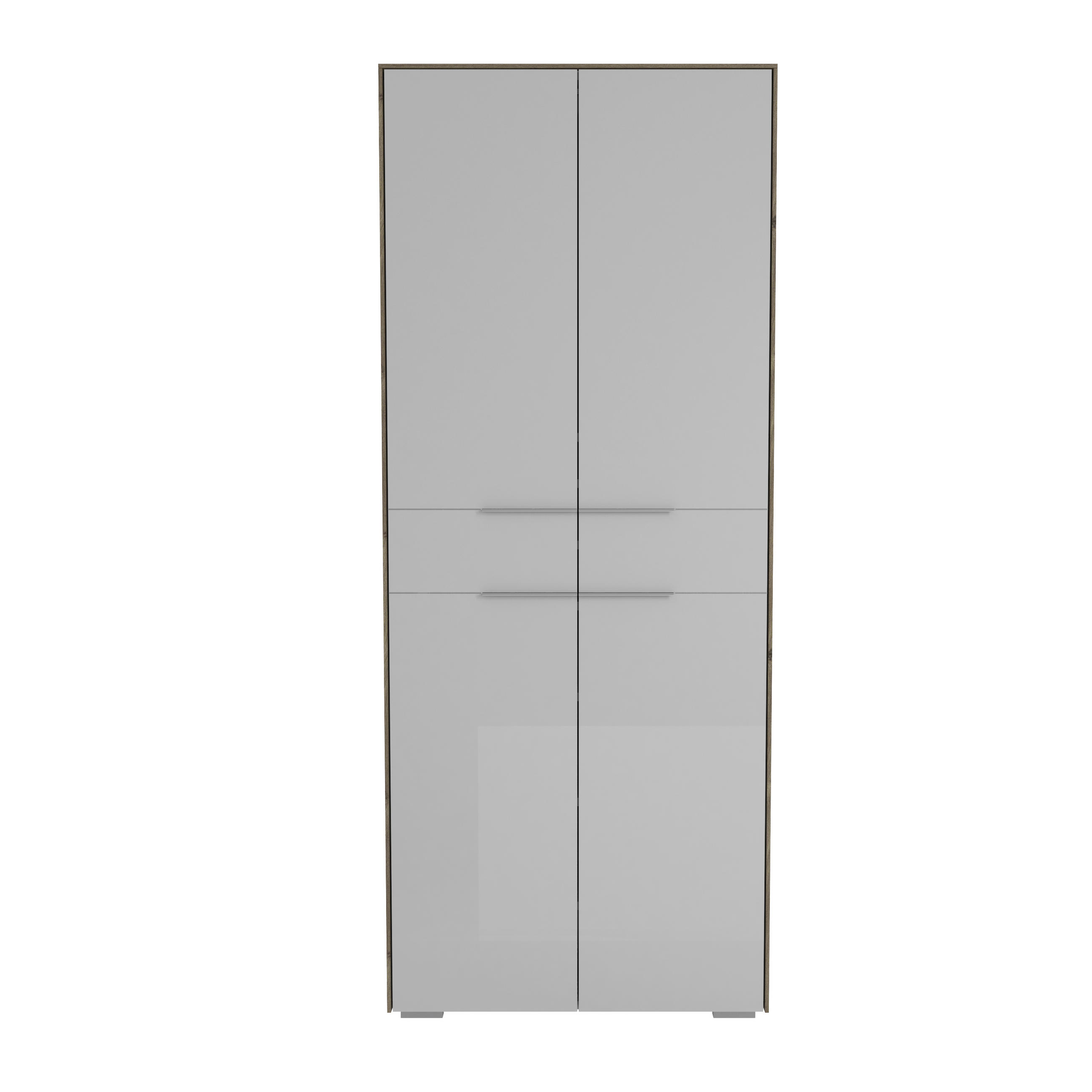 GARDEROBENSCHRANK Hellgrau, Walnussfarben - Chromfarben/Walnussfarben, Design, Glas/Holzwerkstoff (80,8/199,1/37,3cm) - Voleo