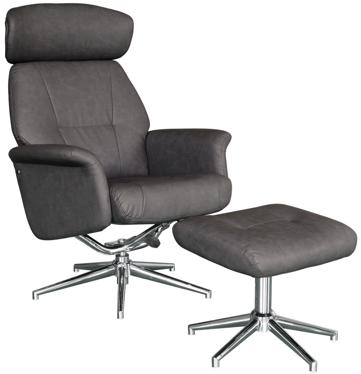 POČIVALNIK S PODNOŽNIKOM,  antracit, barve kroma kovina, umetna masa, tekstil - barve kroma/antracit, Design, kovina/umetna masa (75/109-96/77-109cm) - Xora