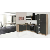ECKKÜCHE 172/310 cm  in Grau, Eichefarben  - Eichefarben/Grau, Basics, Glas/Holzwerkstoff (172/310cm) - Respekta