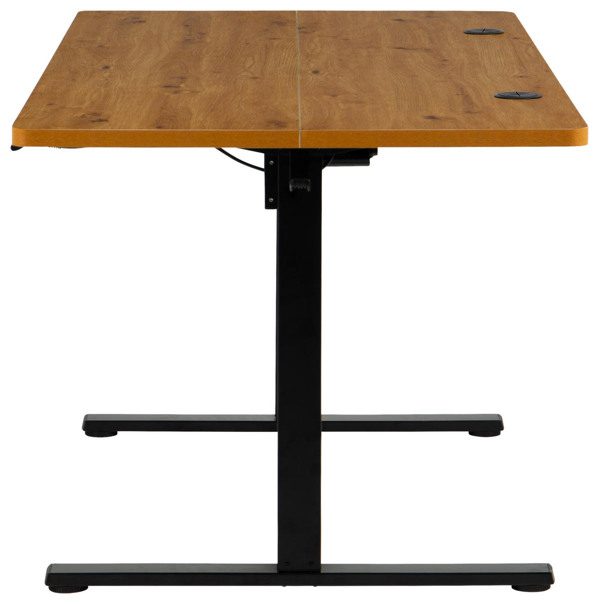 SCHREIBTISCH 160/80/72/118 cm Schwarz, Eichefarben höhenverstellbar elektrisch höhenverstellbar  - Eichefarben/Schwarz, Modern, Holzwerkstoff/Metall (160/80/72/118cm) - Livetastic