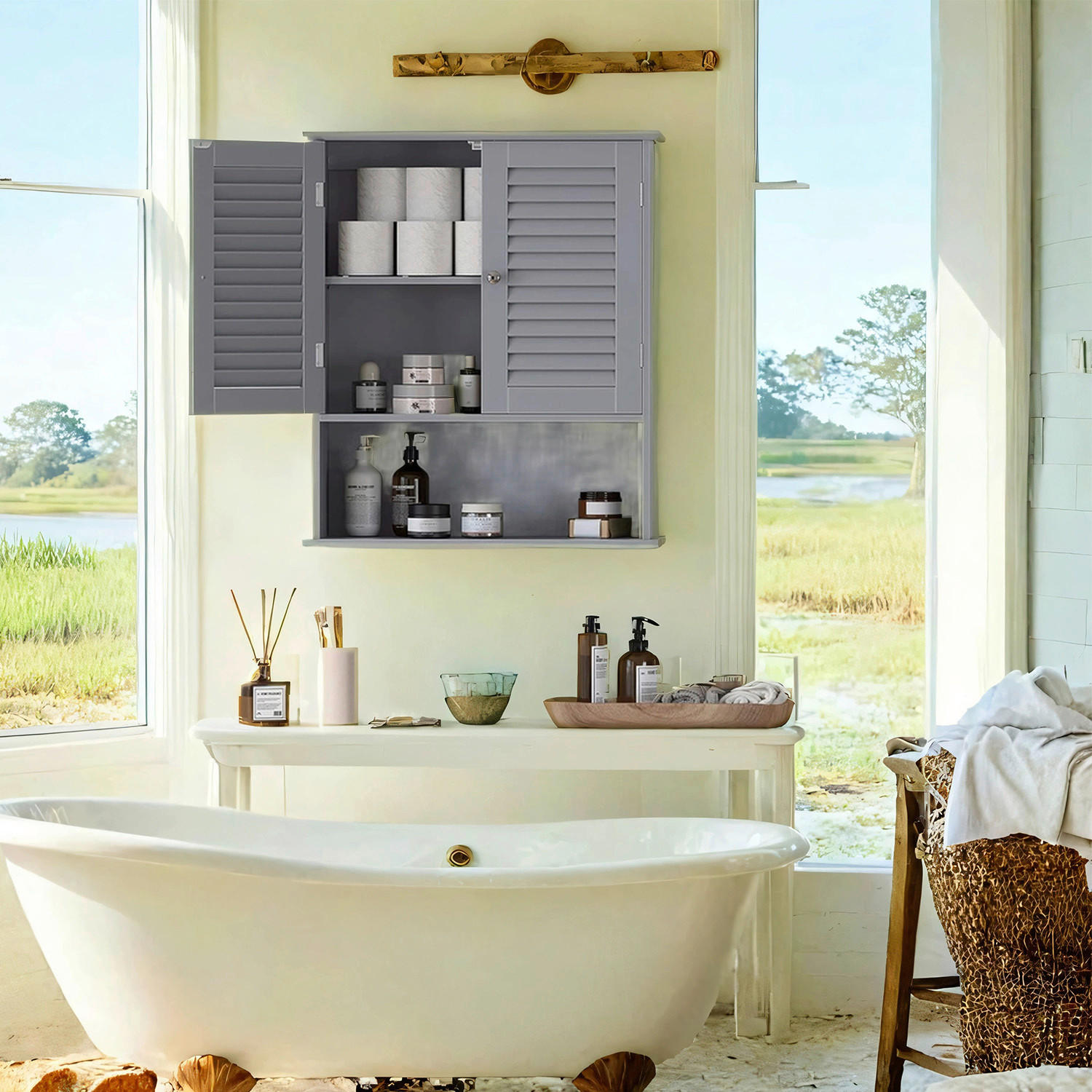 Thumbnail - Mid.you Hängeschrank, Grau, Holzwerkstoff, 3-Schicht, 3 Fächer, 60x70x20 cm, hängend, Badezimmer, Badezimmerschränke, Hä...