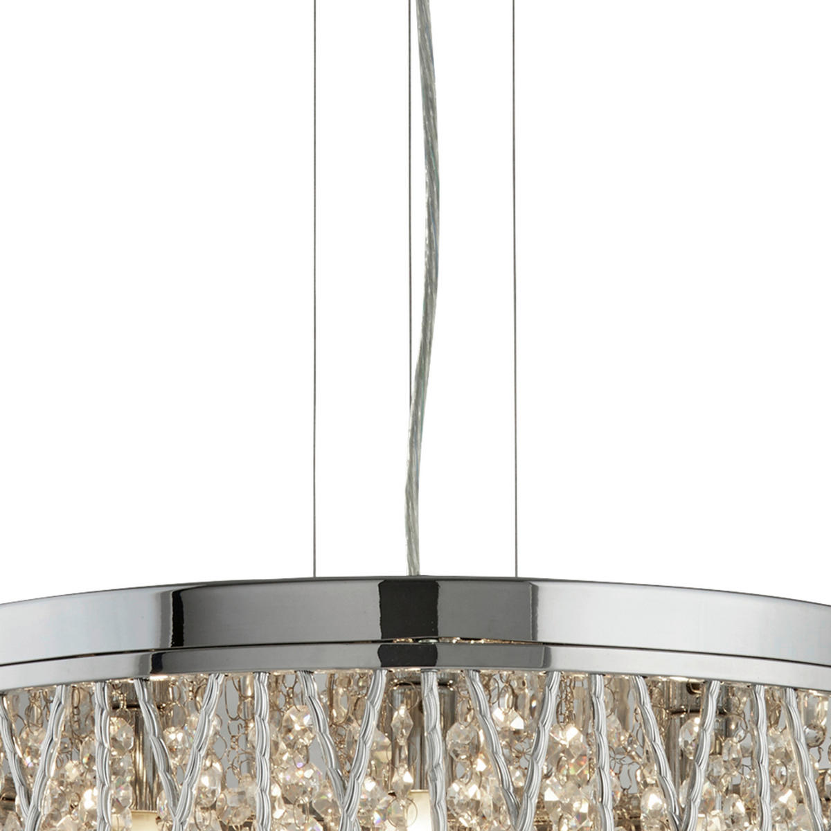 KRISTALL-HÄNGELEUCHTE 48/135 cm   - Chromfarben, KONVENTIONELL, Glas/Metall (48/135cm)