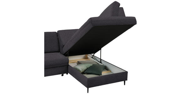 ECKSOFA Dunkelbraun Chenille - Dunkelbraun/Schwarz, MODERN, Holz/Textil (241/184cm) - Carryhome