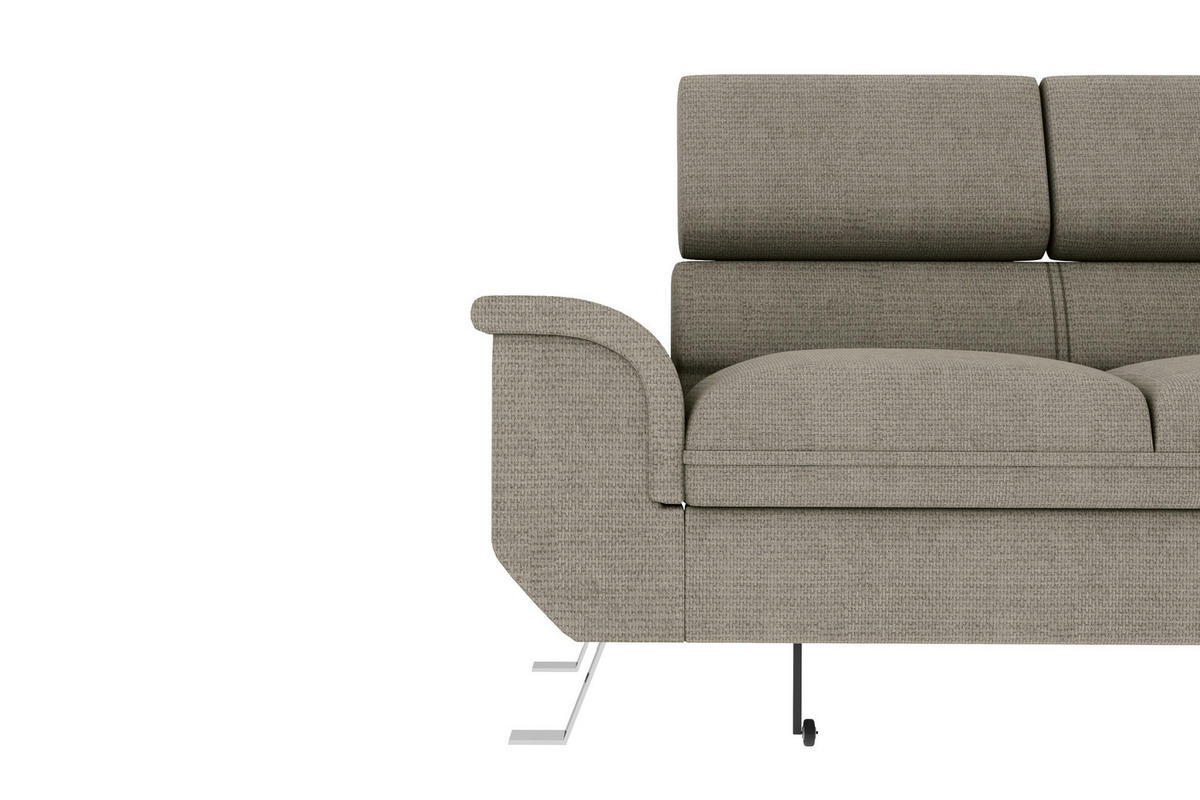 ECKSOFA in Struktur Greige  - Greige/Silberfarben, Konventionell, Textil/Metall (268/207cm) - MID.YOU