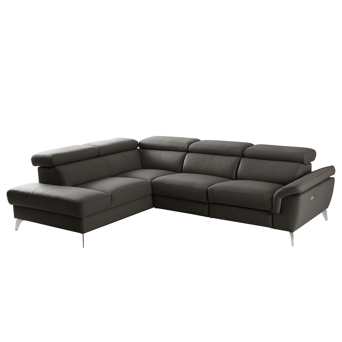 ECKSOFA  in Lederlook Echtleder Dunkelbraun  210/265 cm  - Chromfarben/Dunkelbraun, Design, Leder/Textil (210/265cm) - Livetastic