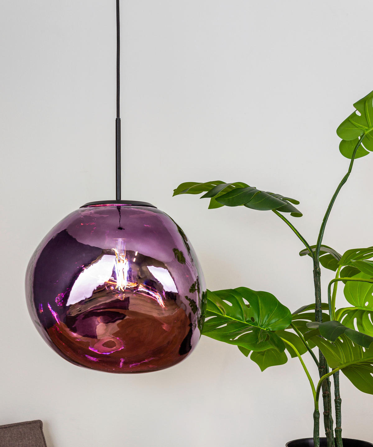 HÄNGELEUCHTE 36/150 cm  - Lila, Basics, Glas (36/150cm)