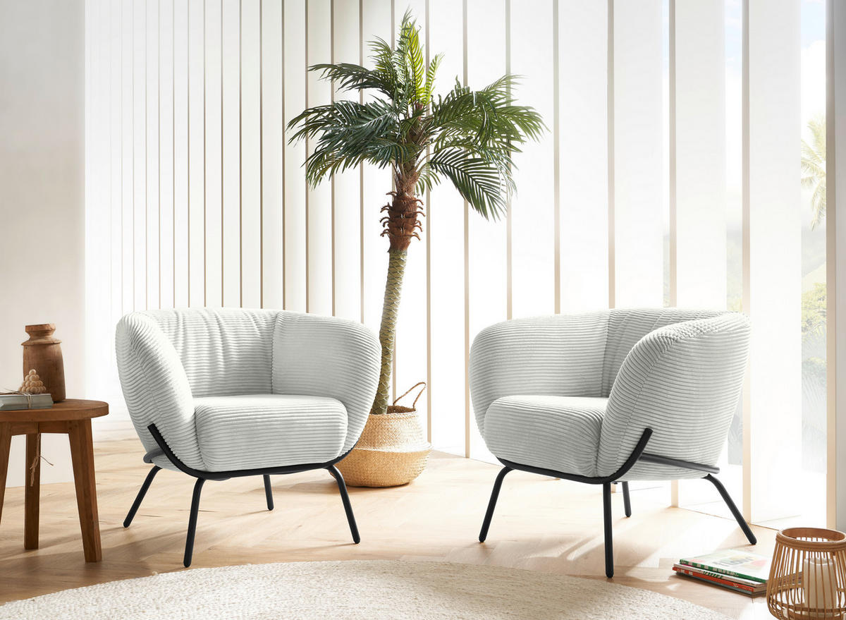 COCKTAILSESSEL Cord Hellgrau  - Hellgrau, Design, Textil (79/71/74cm) - Lomoco