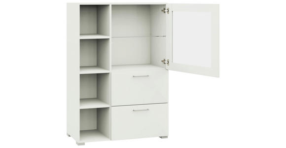 VITRINE  in Weiß  - Edelstahlfarben/Weiß, Design, Glas/Holzwerkstoff (100/143,3/41,9cm) - Cantus