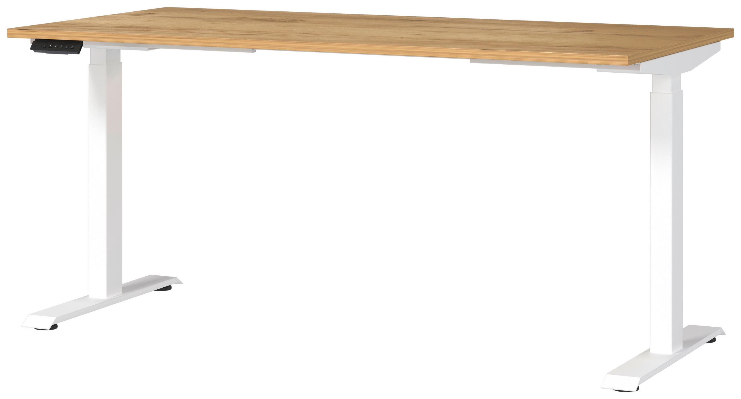 SCHREIBTISCH 160/80/72-118 cm Weiß, Eichefarben elektrisch höhenverstellbar  - Eichefarben/Weiß, MODERN, Holzwerkstoff/Metall (160/80/72-118cm) - Novel