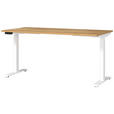 SCHREIBTISCH 160/80/72-118 cm Weiß, Eichefarben elektrisch höhenverstellbar  - Eichefarben/Weiß, MODERN, Holzwerkstoff/Metall (160/80/72-118cm) - Novel