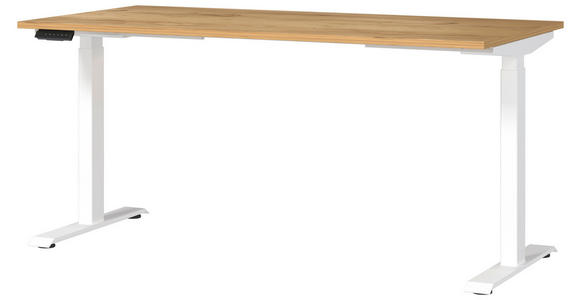 SCHREIBTISCH 160/80/72-118 cm Weiß, Eichefarben elektrisch höhenverstellbar  - Eichefarben/Weiß, MODERN, Holzwerkstoff/Metall (160/80/72-118cm) - Novel