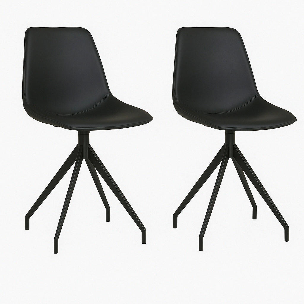 STUHL-SET 2 Stück  in Lederlook  - Schwarz, MODERN, Textil/Metall (48/86/56cm) - MID.YOU