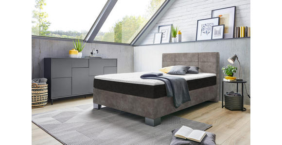 BOXSPRINGBETT 120/200 cm  in Hellgrau  - Hellgrau/Graphitfarben, Design, Holz/Textil (120/200cm) - Hom`in