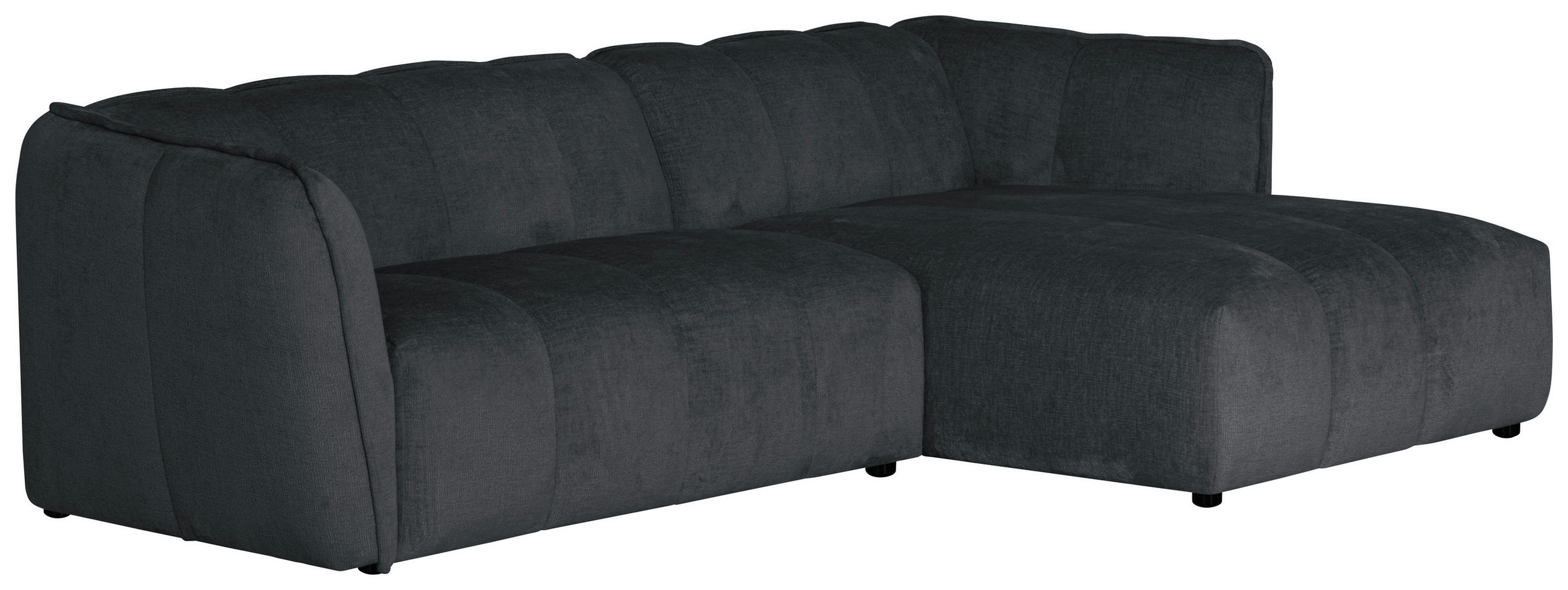 ECKSOFA LIVOLI in Chenille Grau 246/160 cm - Schwarz/Grau, Design, Textil (246/160cm) - MID.YOU