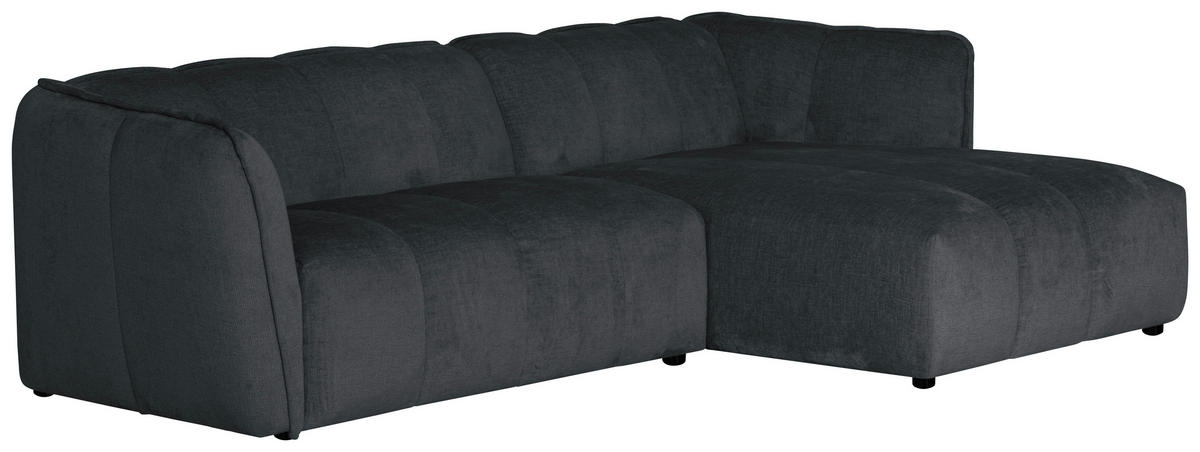 ECKSOFA LIVOLI in Chenille Grau  246/160 cm  - Schwarz/Grau, Design, Textil (246/160cm) - MID.YOU