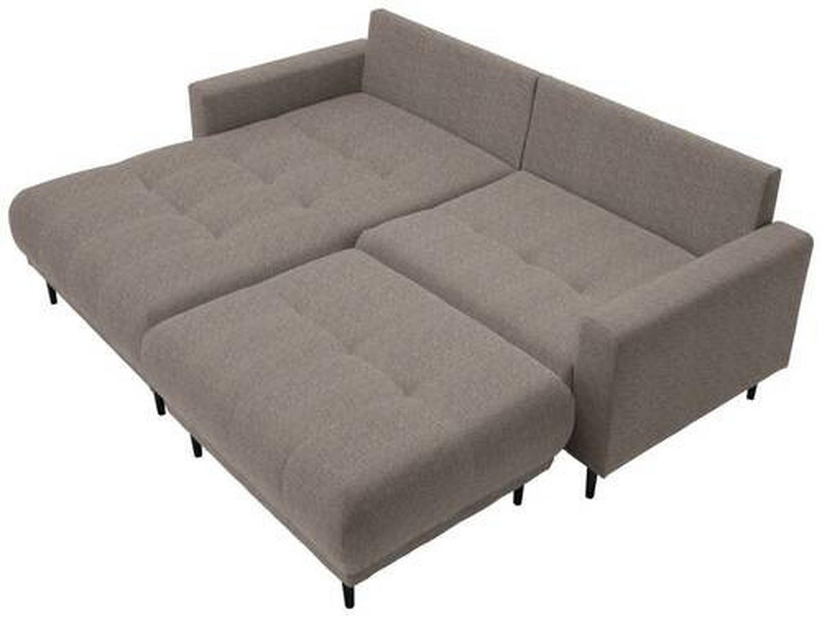 ECKSOFA Graubraun Webstoff  - Graubraun/Schwarz, Design, Holz/Textil (160/215cm) - Stylife