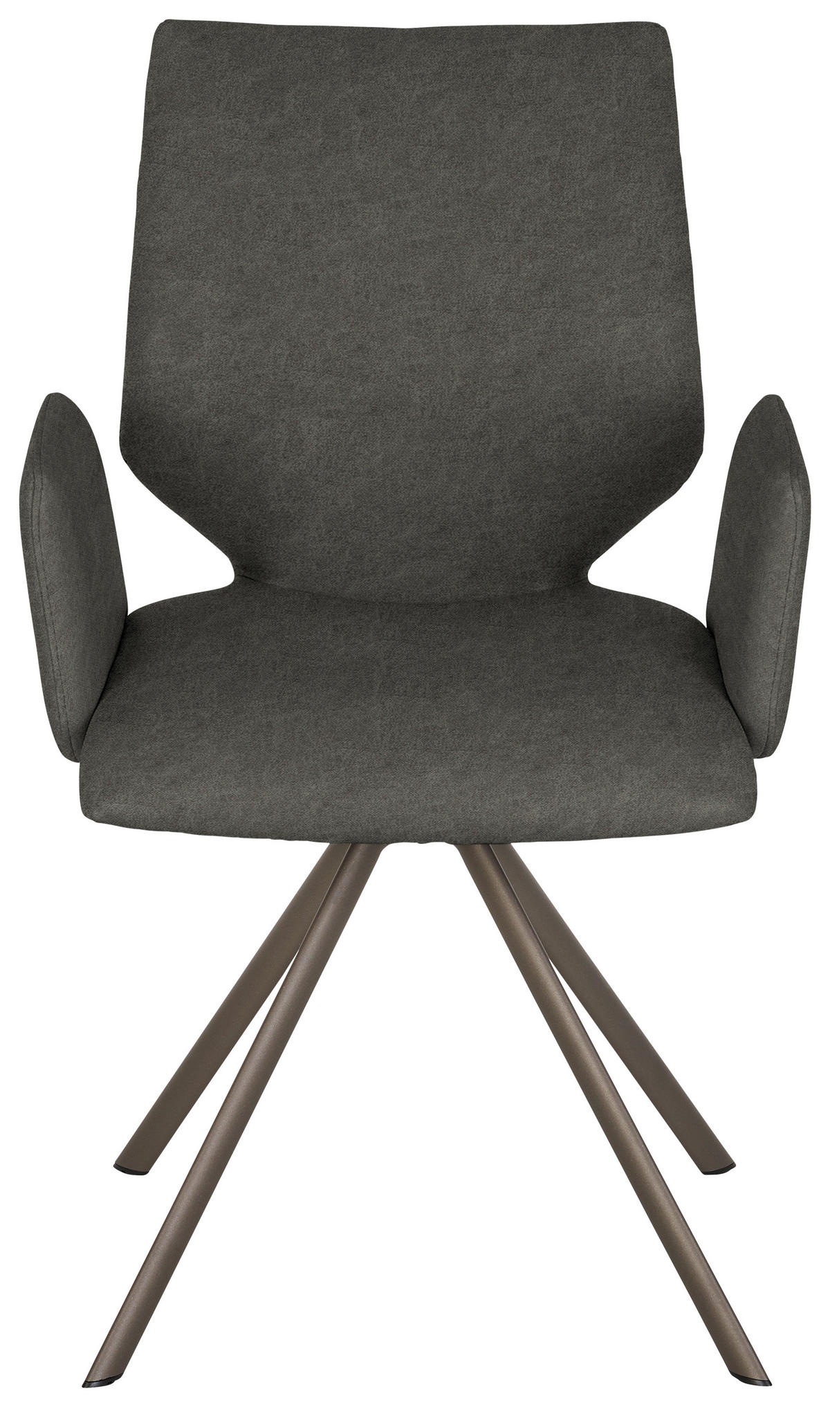 ARMLEHNSTUHL  Lederauswahl, Stoffauswahl, Typenauswahl, inklusive Armlehnen Mikrofaser  - Hellgrau/Braun, Design, Textil/Metall (57/92/63cm) - Venjakob