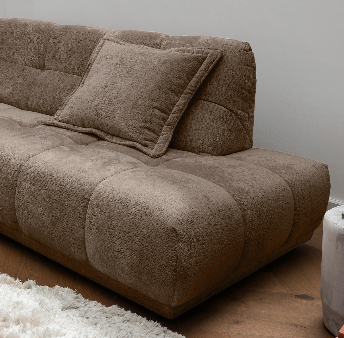 ECKSOFA Chenille Braun  - Schwarz/Braun, Modern, Kunststoff/Textil (254/203cm) - Livetastic