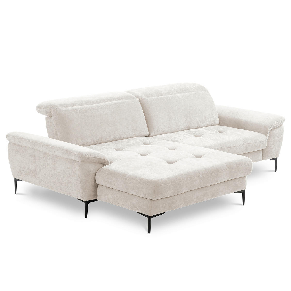 ECKSOFA  Webstoff Sandfarben  - Sandfarben/Schwarz, Design, Textil/Metall (195/268cm) - Livetastic